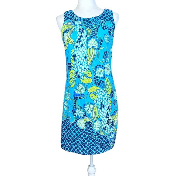 Lilly Pulitzer Stephanie Shift Dress 2 Koi Preppy Sirens Spring Colorful Chic - Picture 2 of 15